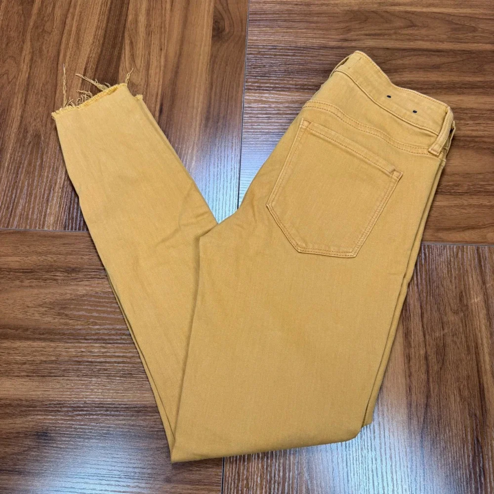 GAP Denim Legging Jeans Mustard Yellow Raw Hem Skinny Mid Rise 2/26R Regular - Picture 4 of 8